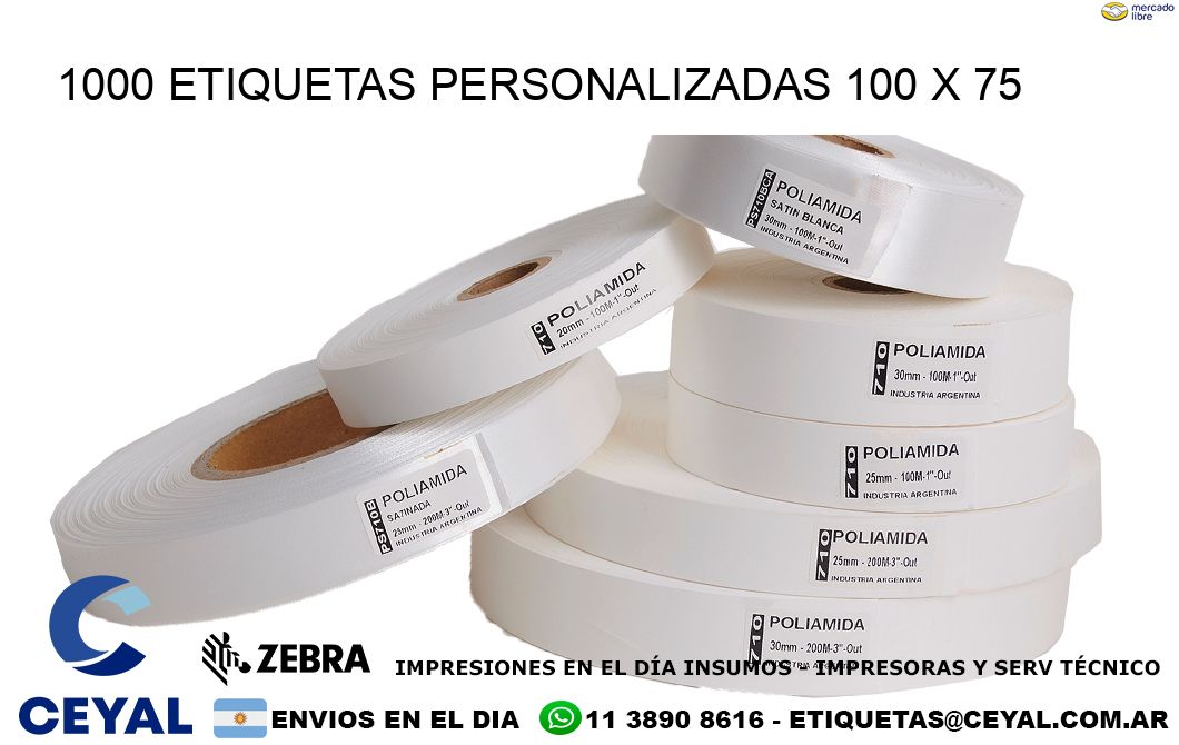 1000 ETIQUETAS PERSONALIZADAS 100 x 75