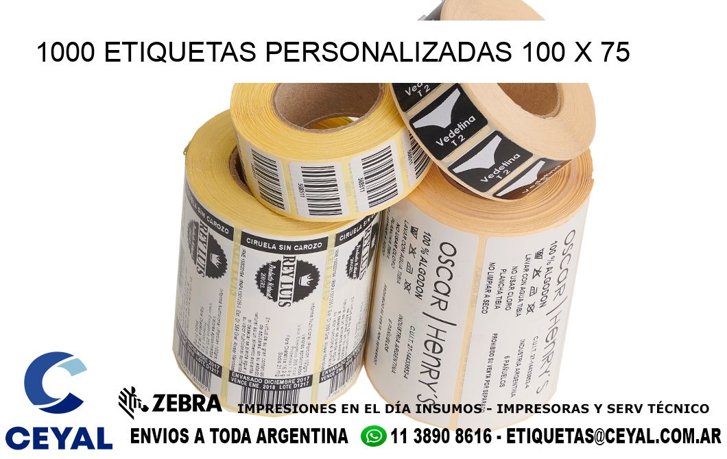 1000 ETIQUETAS PERSONALIZADAS 100 x 75