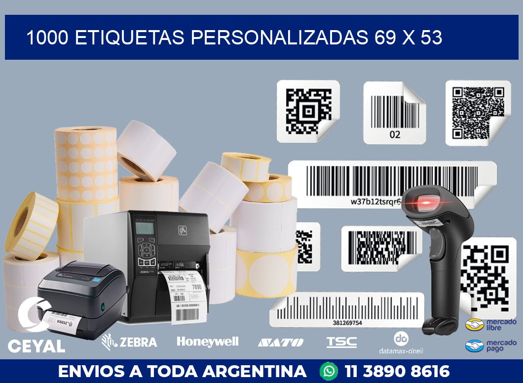 1000 ETIQUETAS PERSONALIZADAS 69 x 53