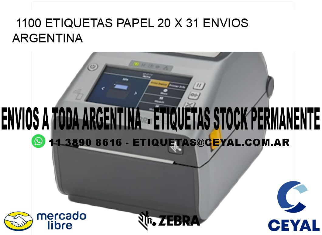 1100 ETIQUETAS PAPEL 20 x 31 ENVIOS ARGENTINA