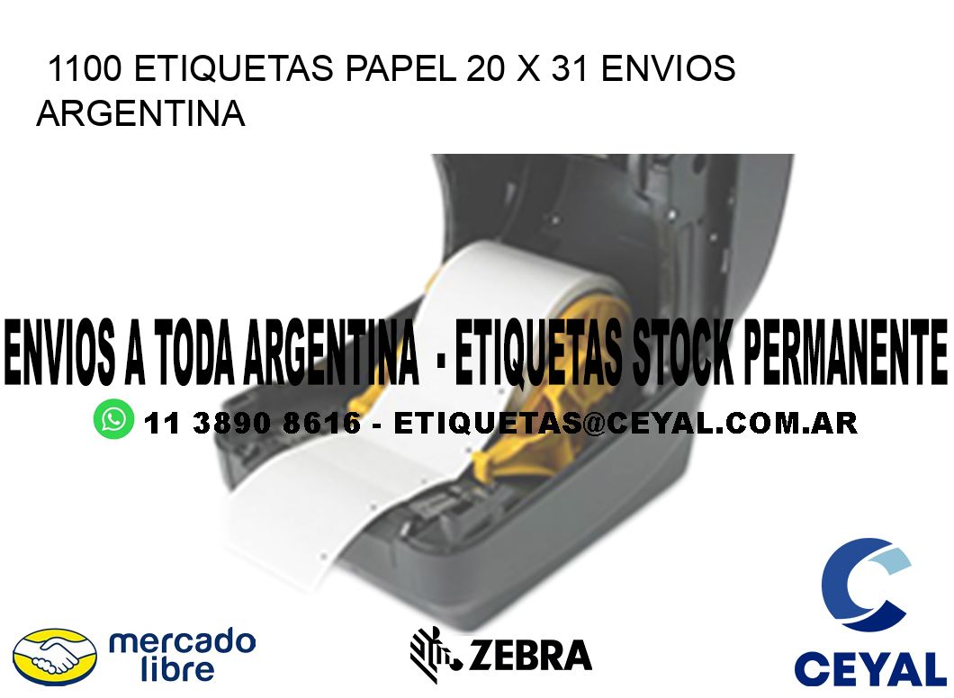 1100 ETIQUETAS PAPEL 20 x 31 ENVIOS ARGENTINA