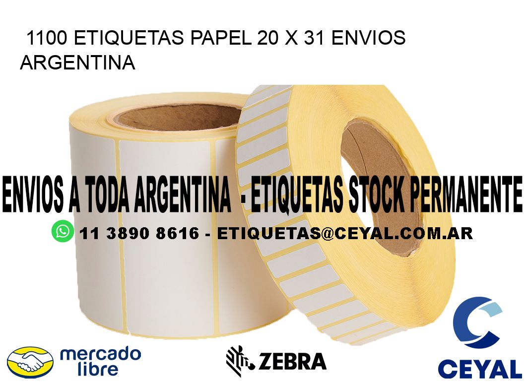 1100 ETIQUETAS PAPEL 20 x 31 ENVIOS ARGENTINA