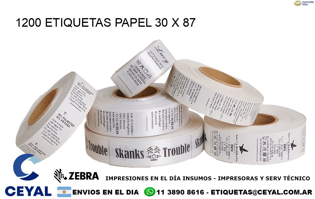 1200 ETIQUETAS PAPEL 30 x 87