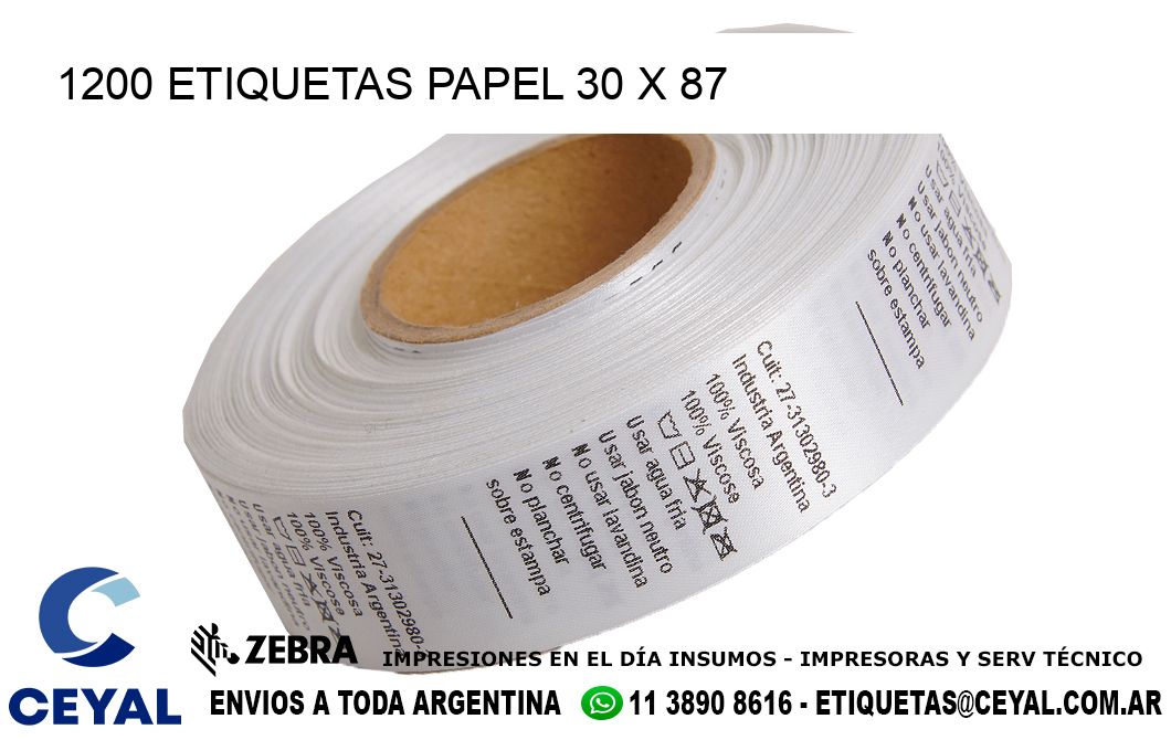 1200 ETIQUETAS PAPEL 30 x 87