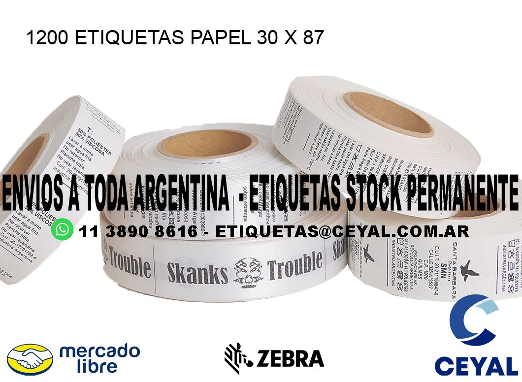 1200 ETIQUETAS PAPEL 30 x 87