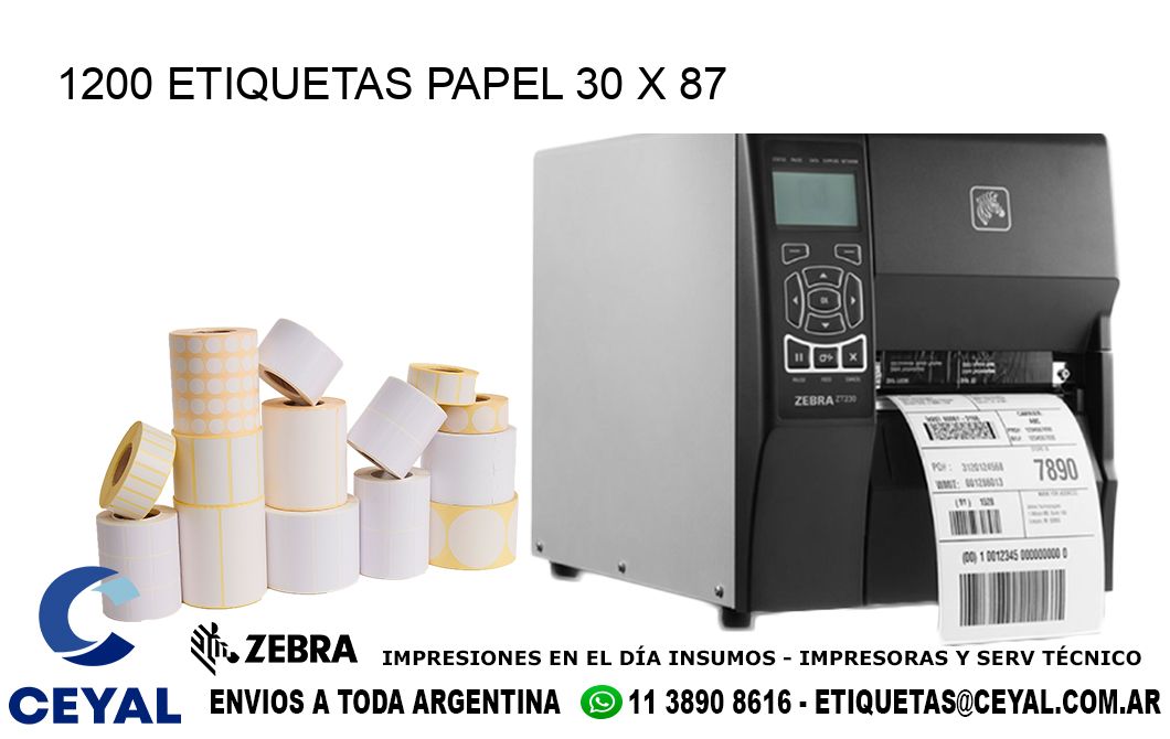 1200 ETIQUETAS PAPEL 30 x 87