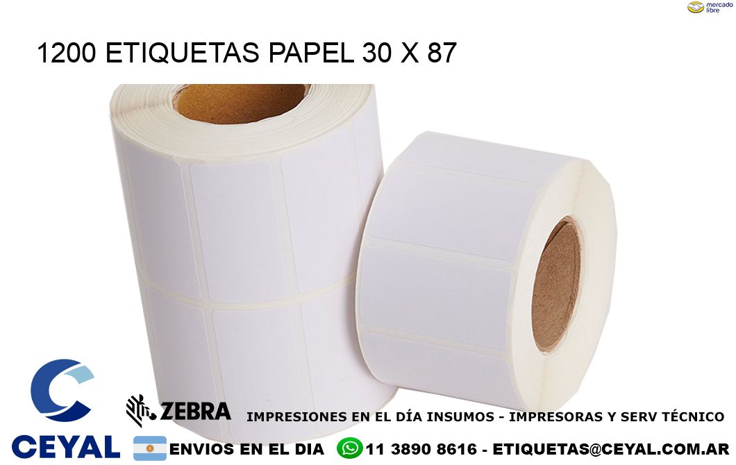 1200 ETIQUETAS PAPEL 30 x 87