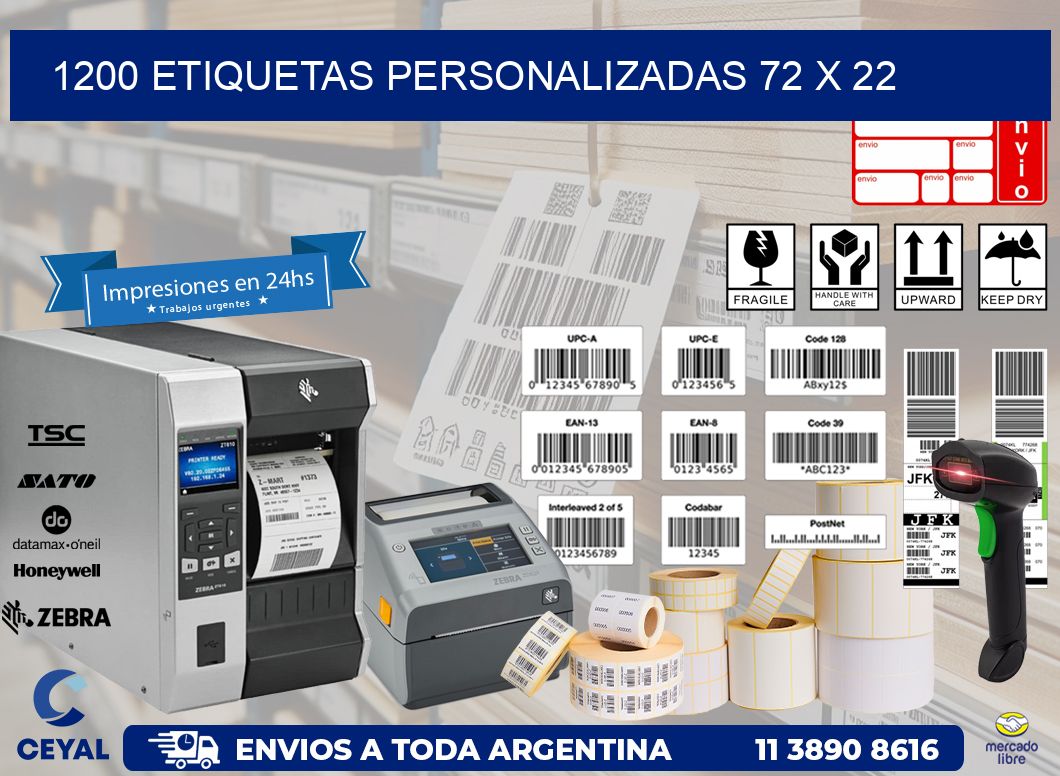 1200 ETIQUETAS PERSONALIZADAS 72 x 22