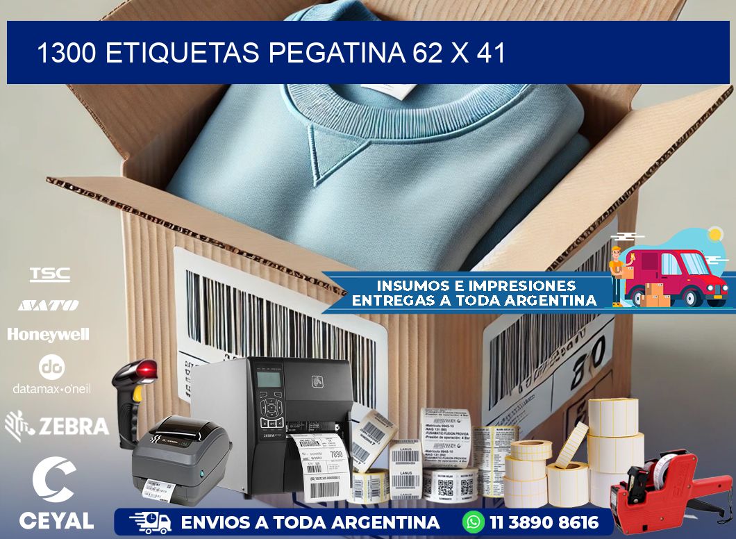 1300 ETIQUETAS PEGATINA 62 x 41