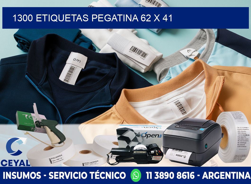 1300 ETIQUETAS PEGATINA 62 x 41