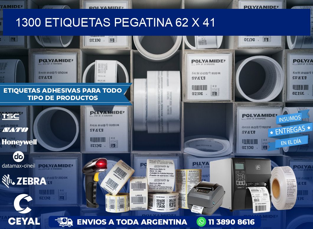 1300 ETIQUETAS PEGATINA 62 x 41