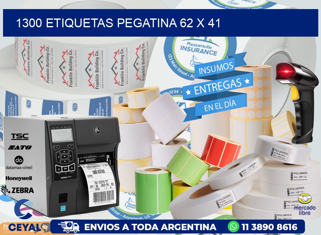 1300 ETIQUETAS PEGATINA 62 x 41