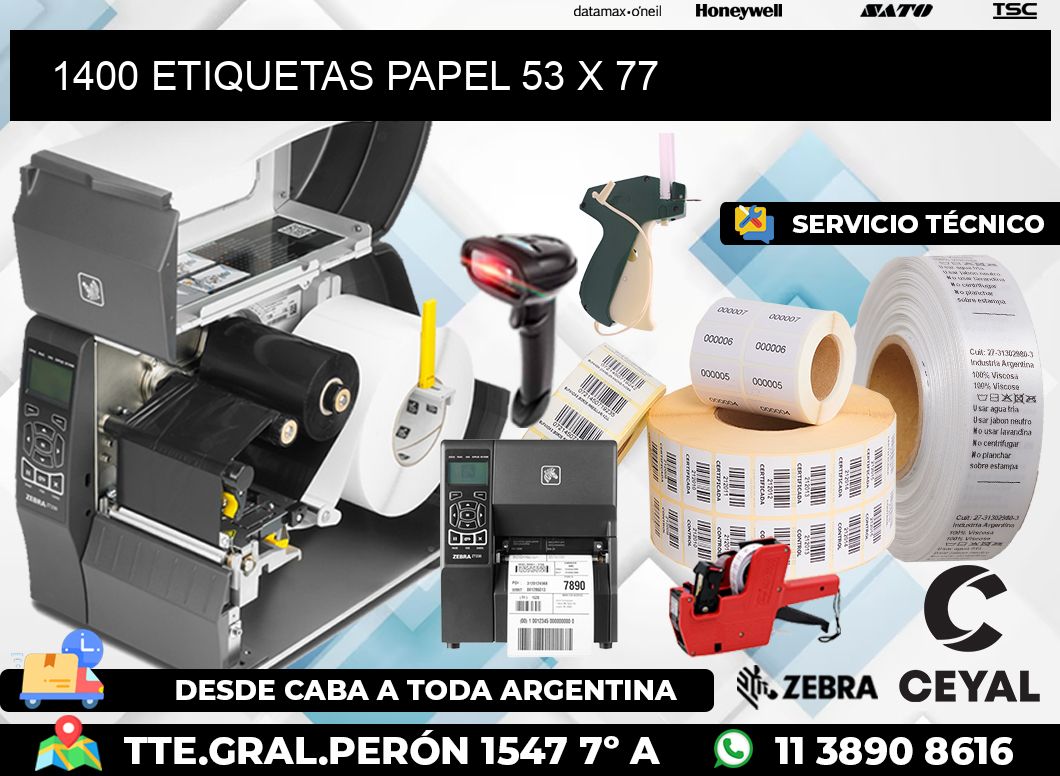 1400 ETIQUETAS PAPEL 53 x 77