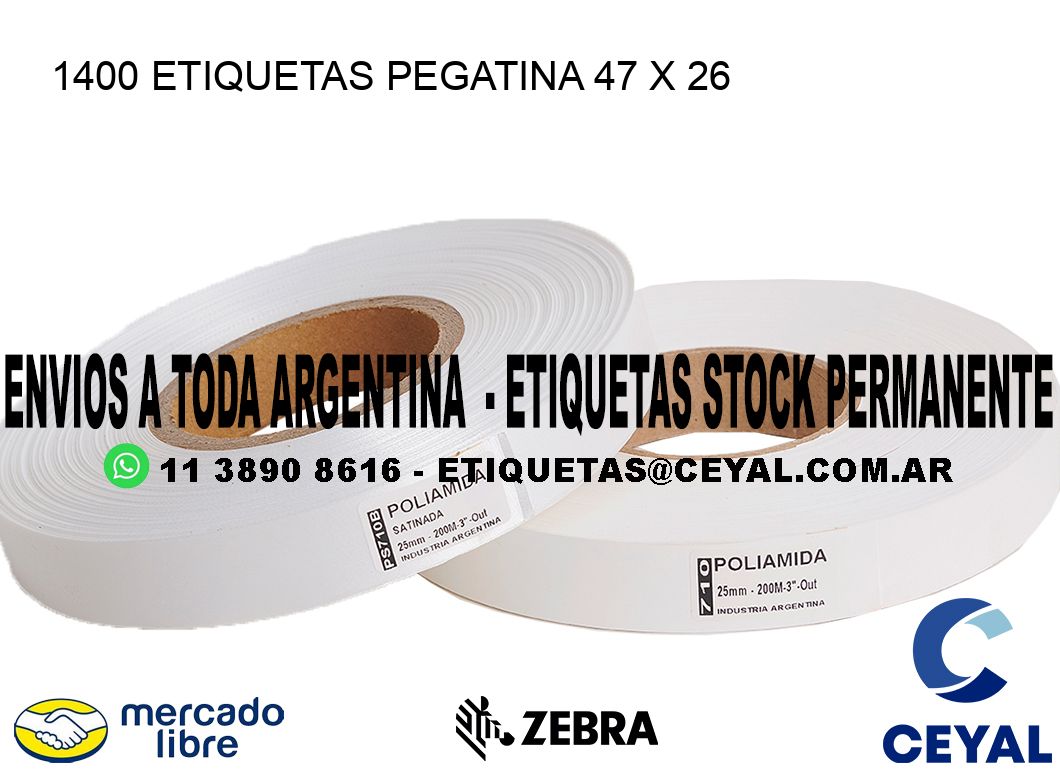 1400 ETIQUETAS PEGATINA 47 x 26