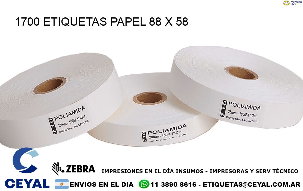 1700 ETIQUETAS PAPEL 88 x 58