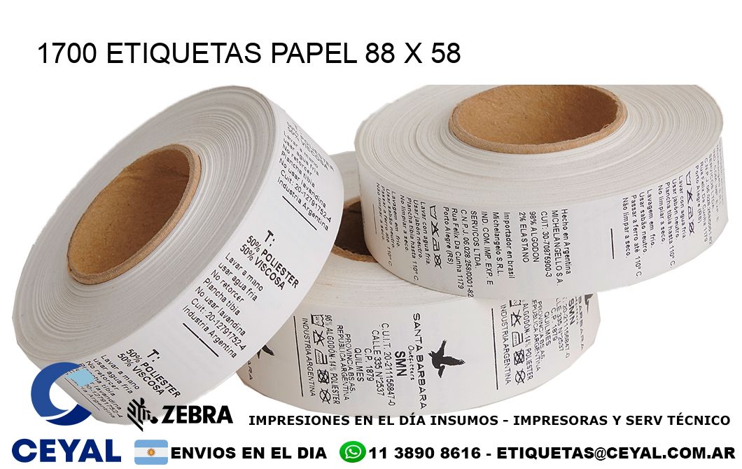 1700 ETIQUETAS PAPEL 88 x 58