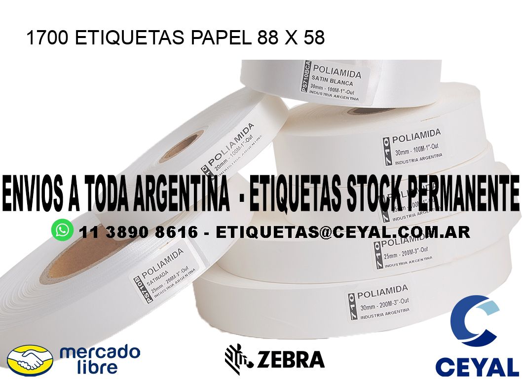 1700 ETIQUETAS PAPEL 88 x 58