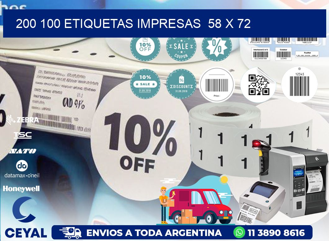 200 100 ETIQUETAS IMPRESAS  58 x 72