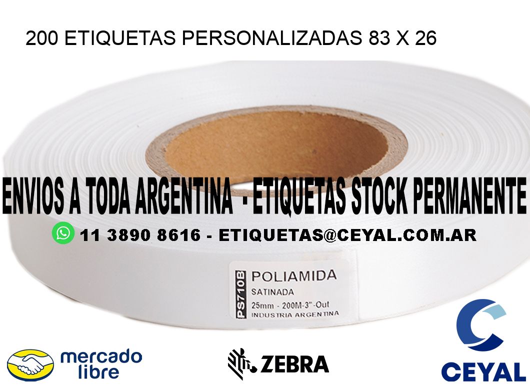 200 ETIQUETAS PERSONALIZADAS 83 x 26