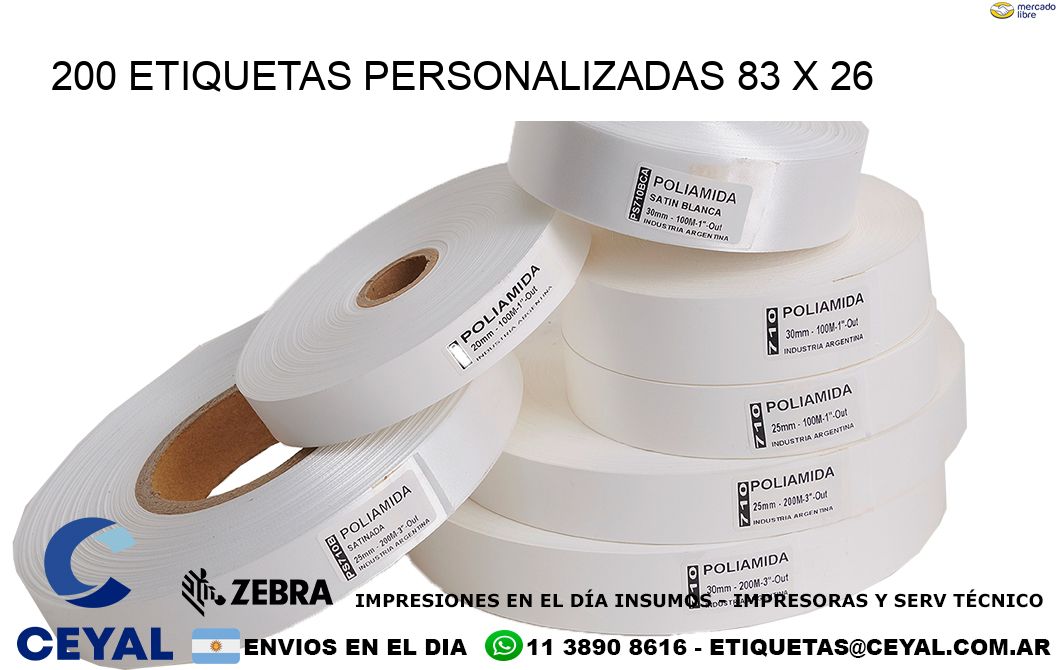 200 ETIQUETAS PERSONALIZADAS 83 x 26