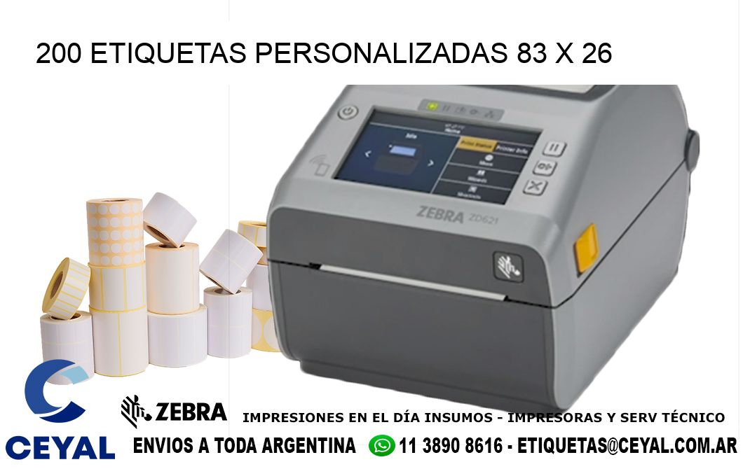 200 ETIQUETAS PERSONALIZADAS 83 x 26