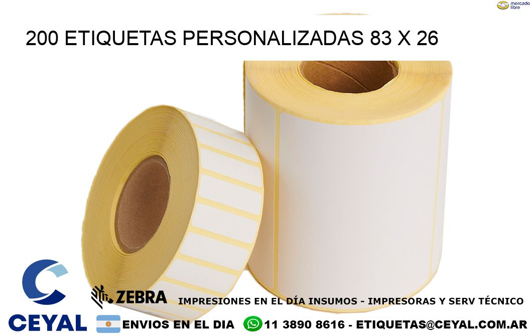 200 ETIQUETAS PERSONALIZADAS 83 x 26