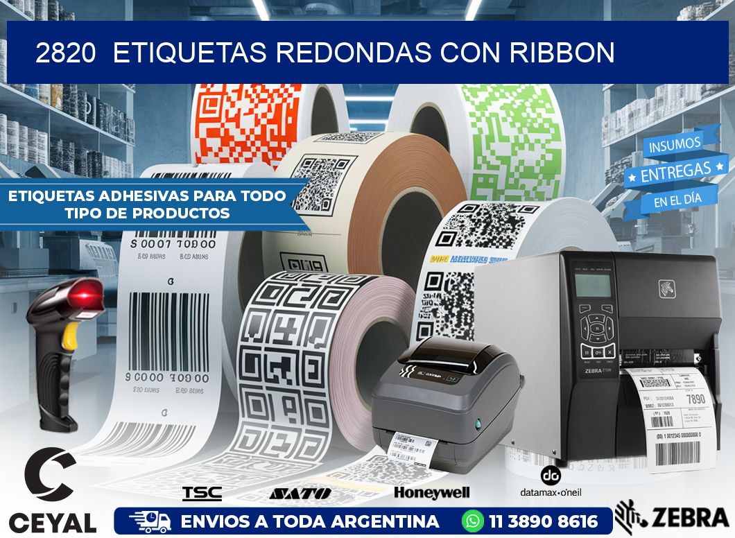 2820 ETIQUETAS REDONDAS CON RIBBON