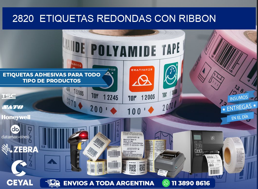 2820 ETIQUETAS REDONDAS CON RIBBON