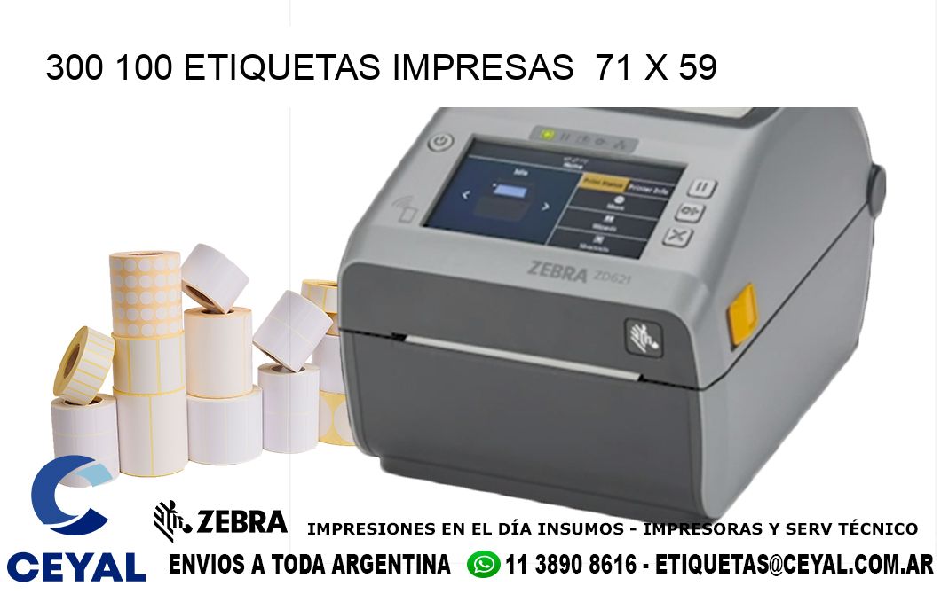 300 100 ETIQUETAS IMPRESAS  71 x 59