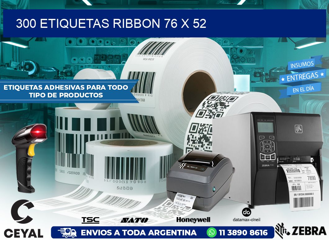 300 ETIQUETAS RIBBON 76 x 52