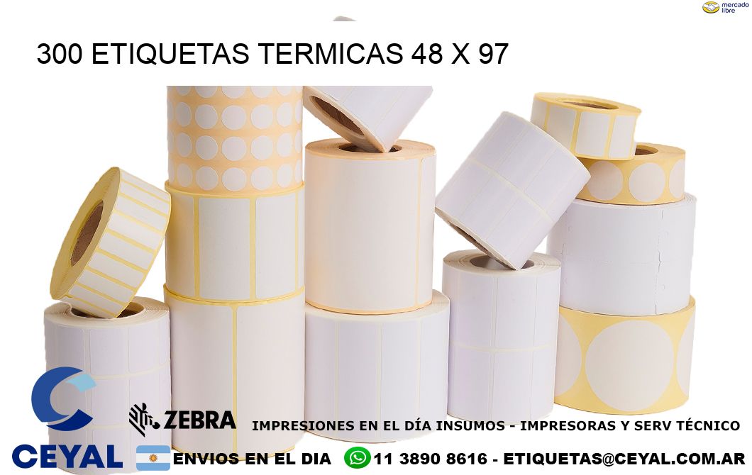 300 ETIQUETAS TERMICAS 48 x 97