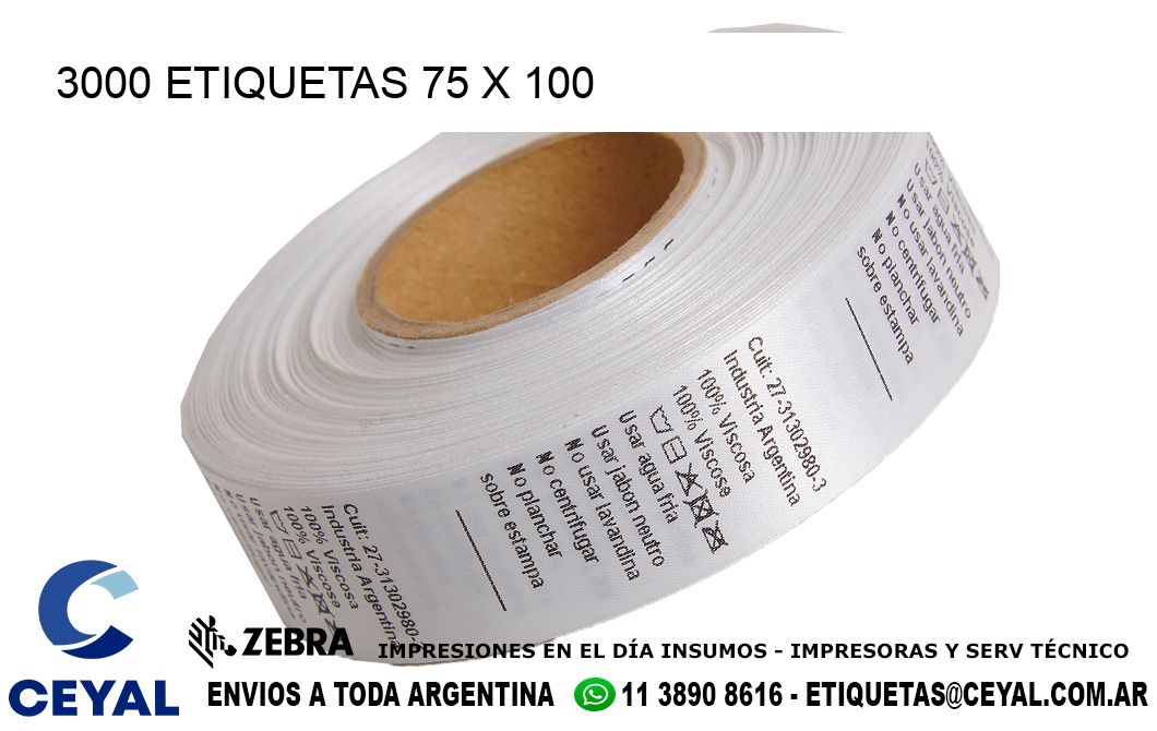 3000 ETIQUETAS 75 x 100