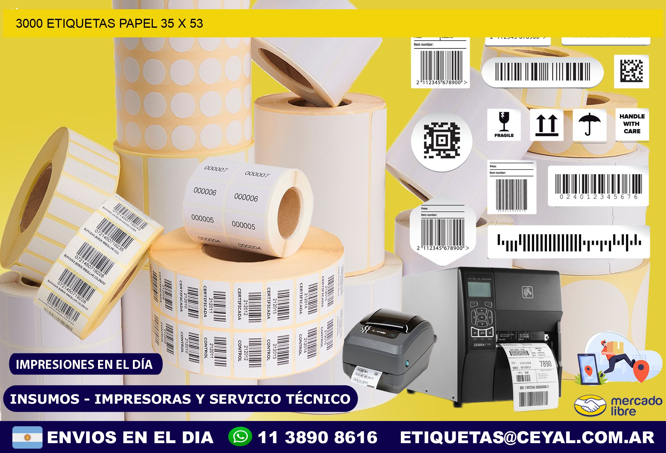 3000 ETIQUETAS PAPEL 35 x 53