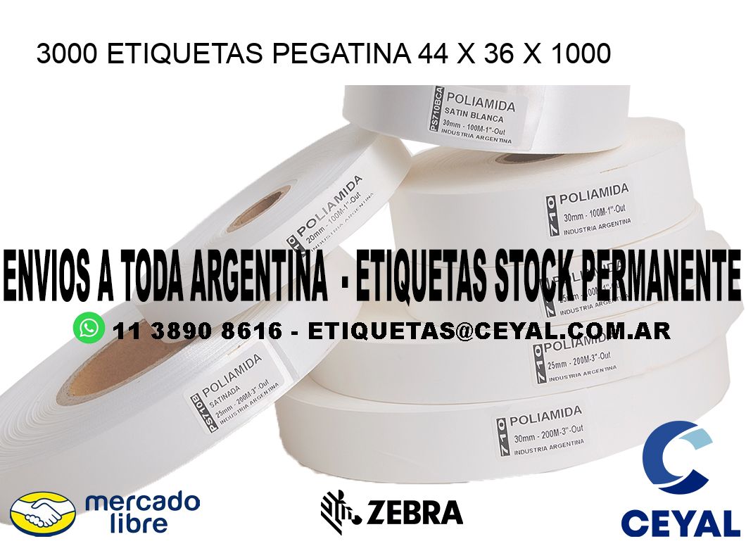 3000 ETIQUETAS PEGATINA 44 x 36 x 1000