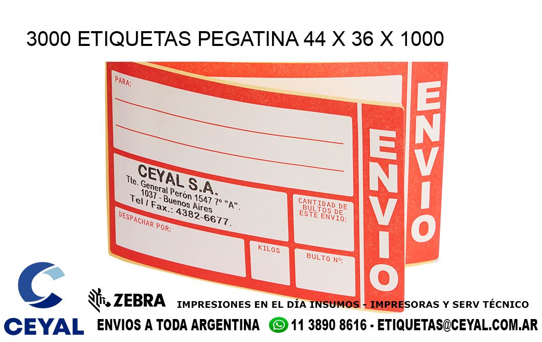 3000 ETIQUETAS PEGATINA 44 x 36 x 1000