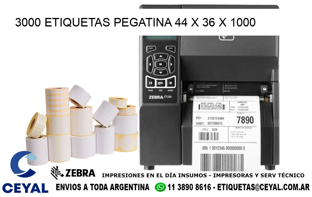 3000 ETIQUETAS PEGATINA 44 x 36 x 1000