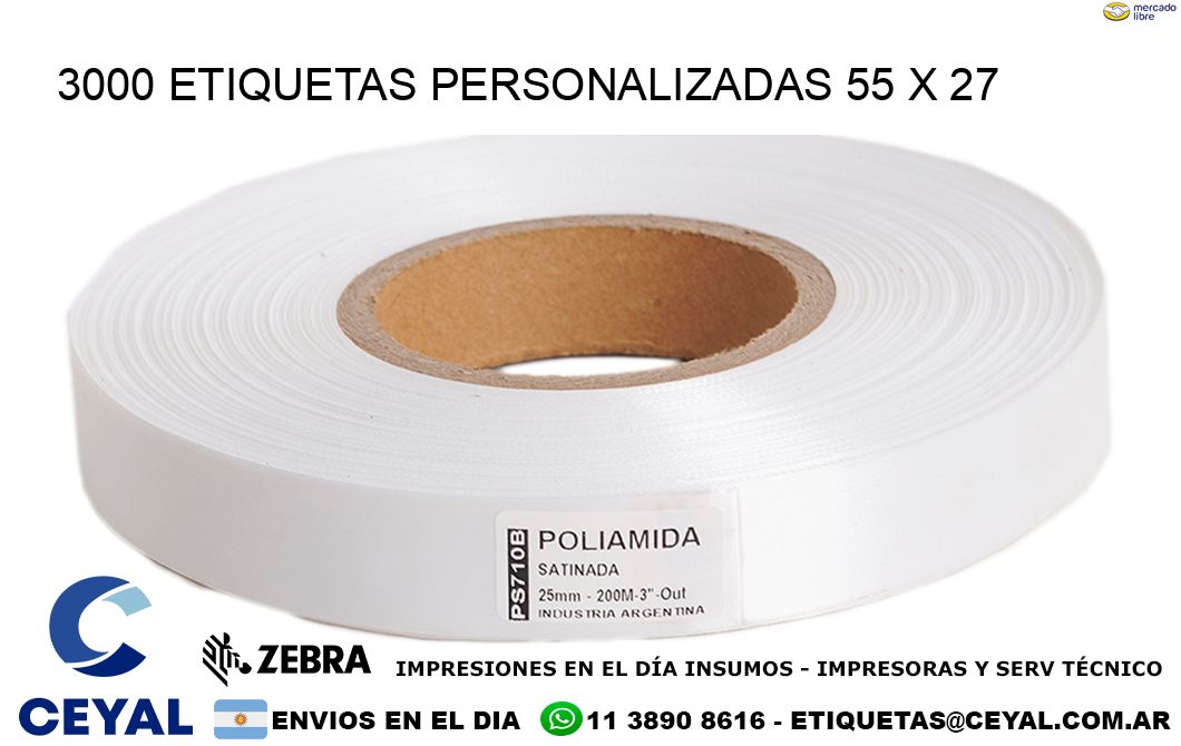 3000 ETIQUETAS PERSONALIZADAS 55 x 27