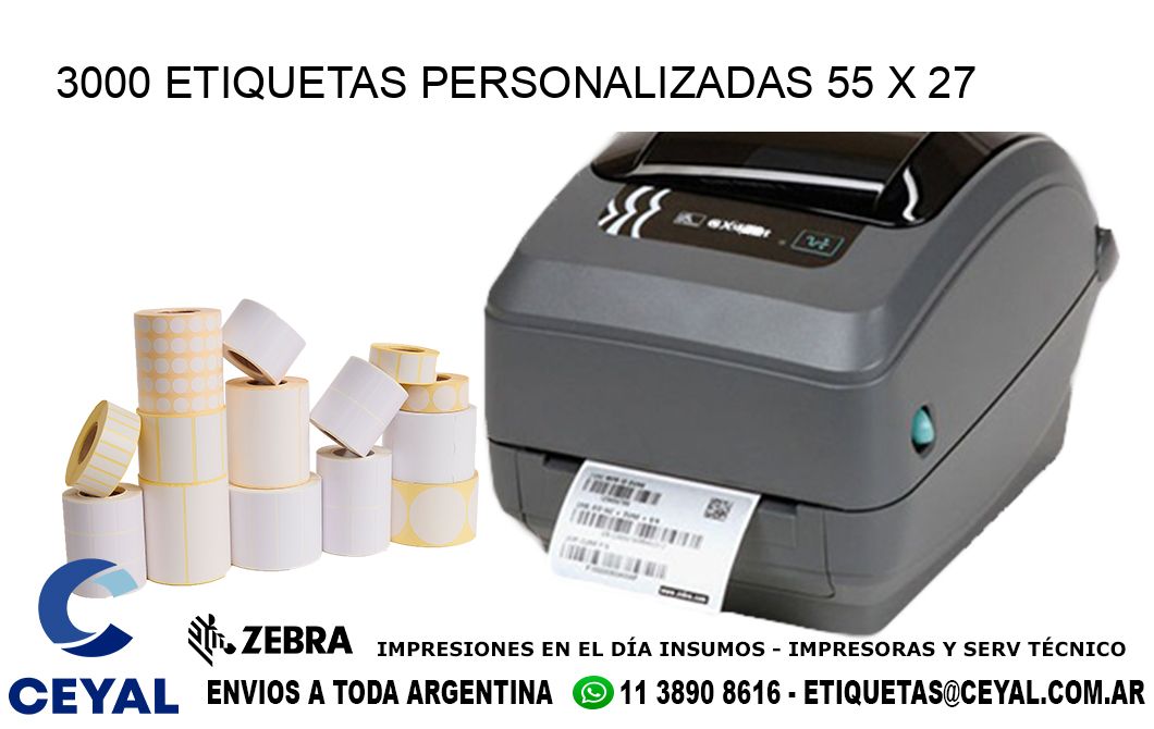 3000 ETIQUETAS PERSONALIZADAS 55 x 27