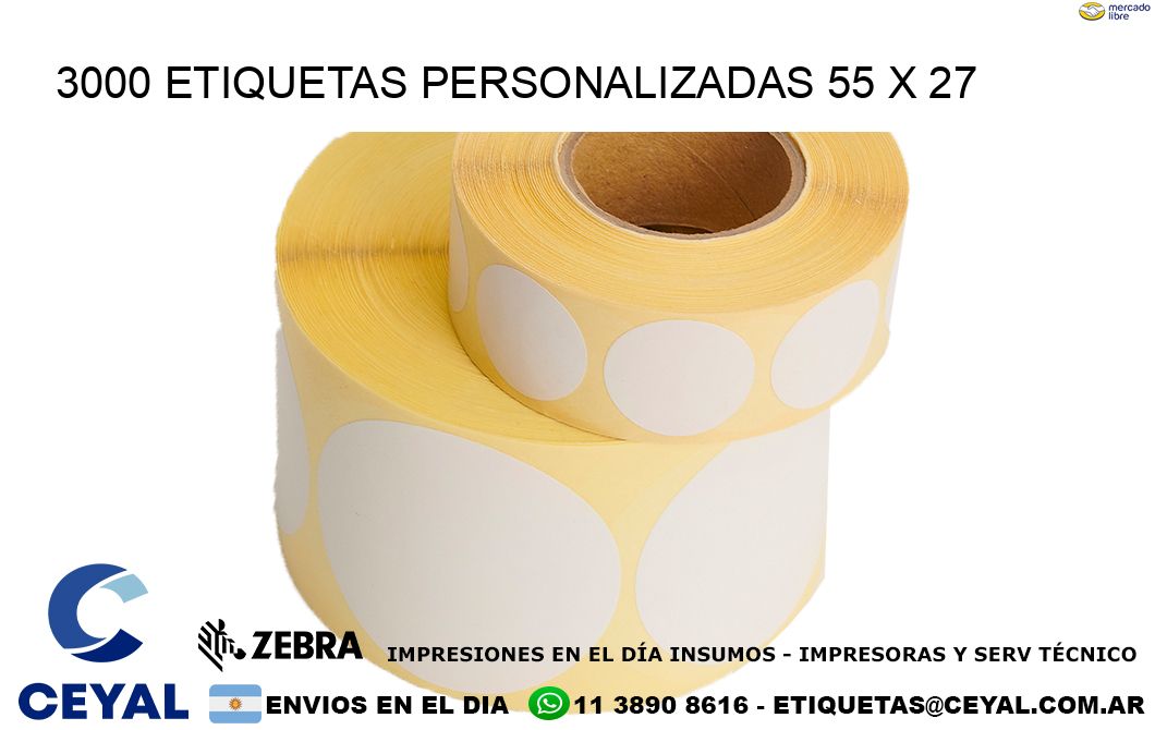 3000 ETIQUETAS PERSONALIZADAS 55 x 27