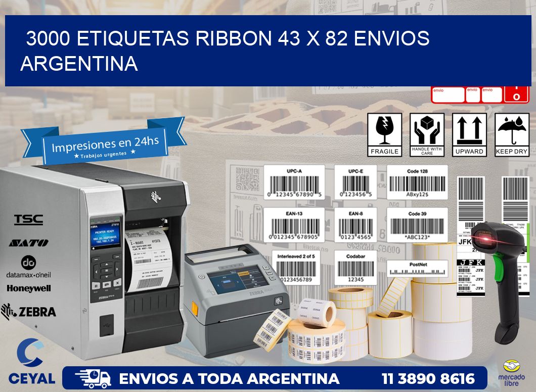 3000 ETIQUETAS RIBBON 43 x 82 ENVIOS ARGENTINA