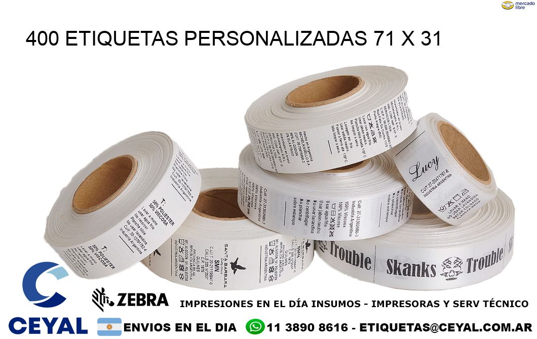 400 ETIQUETAS PERSONALIZADAS 71 x 31