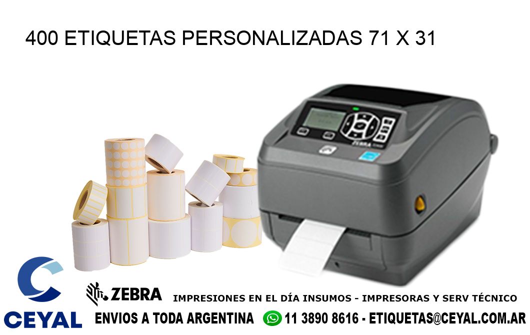 400 ETIQUETAS PERSONALIZADAS 71 x 31