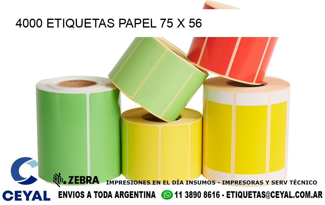 4000 ETIQUETAS PAPEL 75 x 56