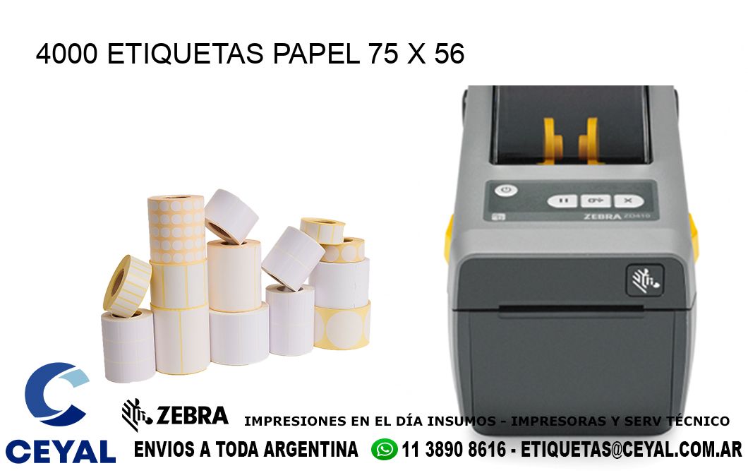 4000 ETIQUETAS PAPEL 75 x 56