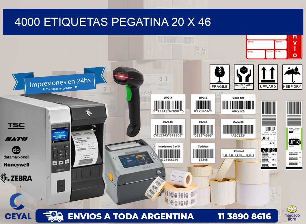 4000 ETIQUETAS PEGATINA 20 x 46