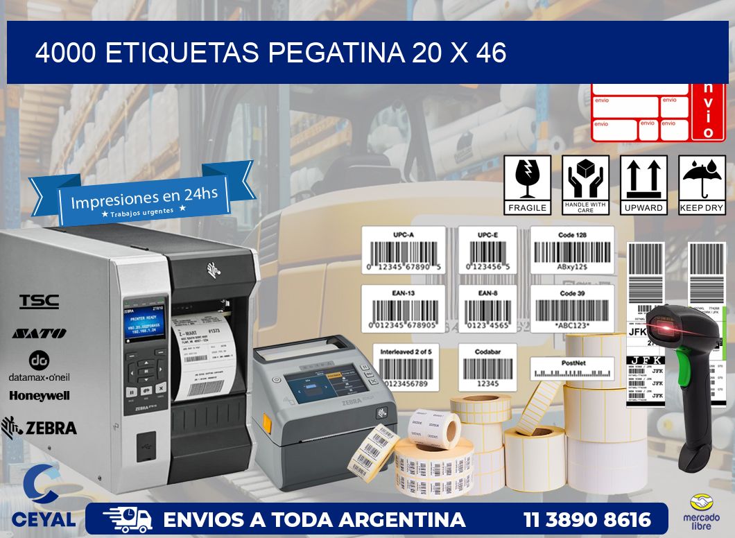 4000 ETIQUETAS PEGATINA 20 x 46