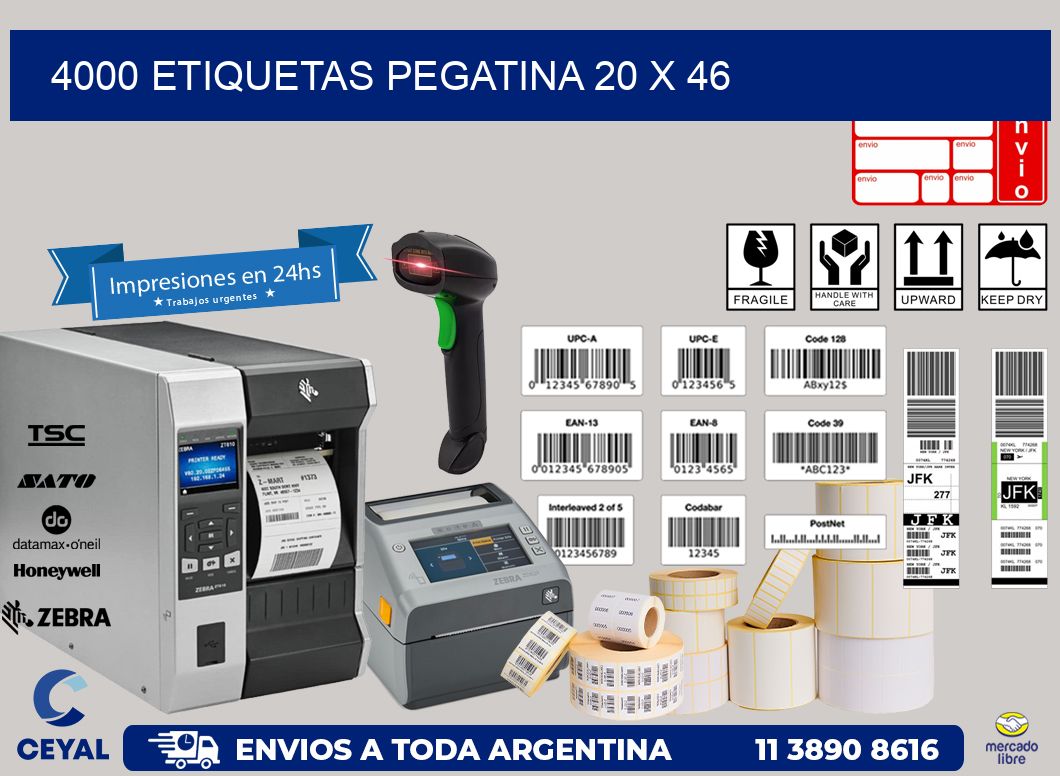 4000 ETIQUETAS PEGATINA 20 x 46