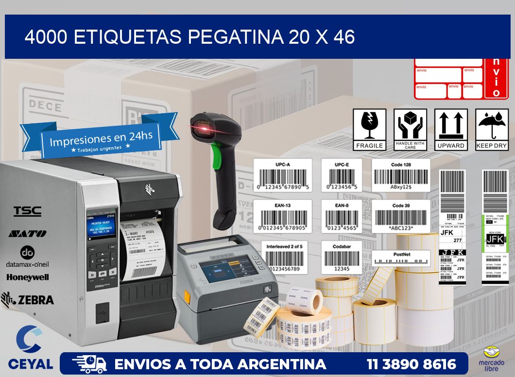 4000 ETIQUETAS PEGATINA 20 x 46