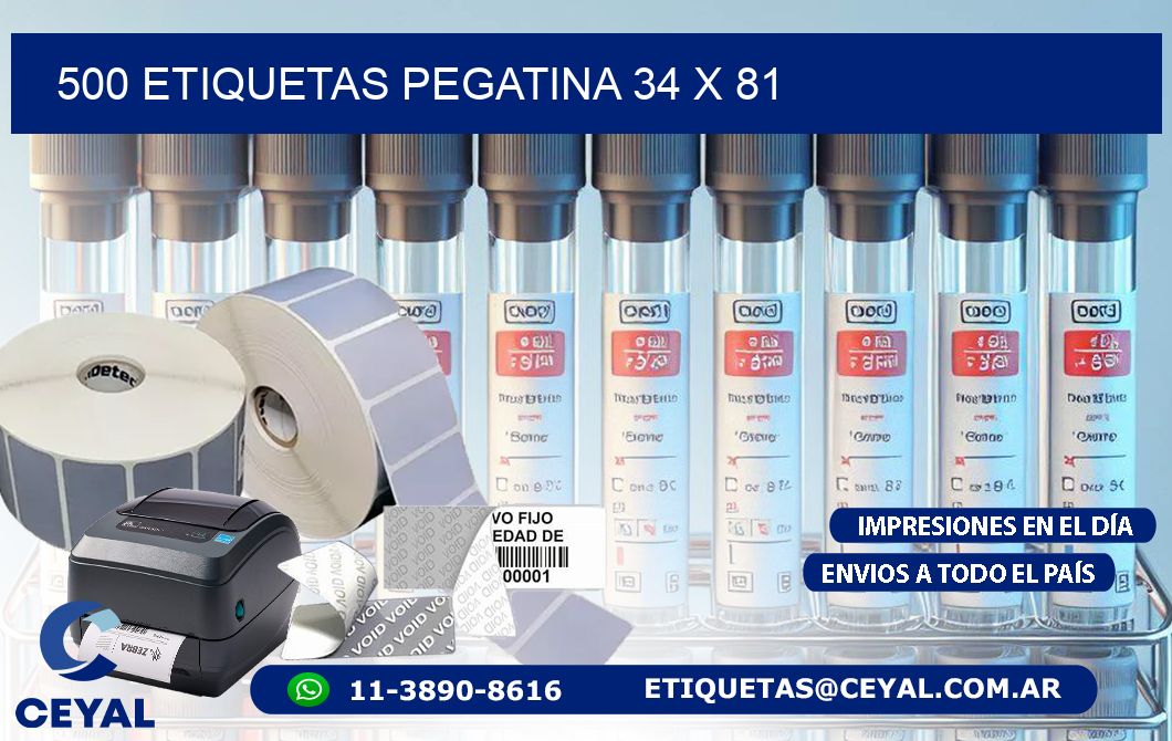 500 ETIQUETAS PEGATINA 34 x 81