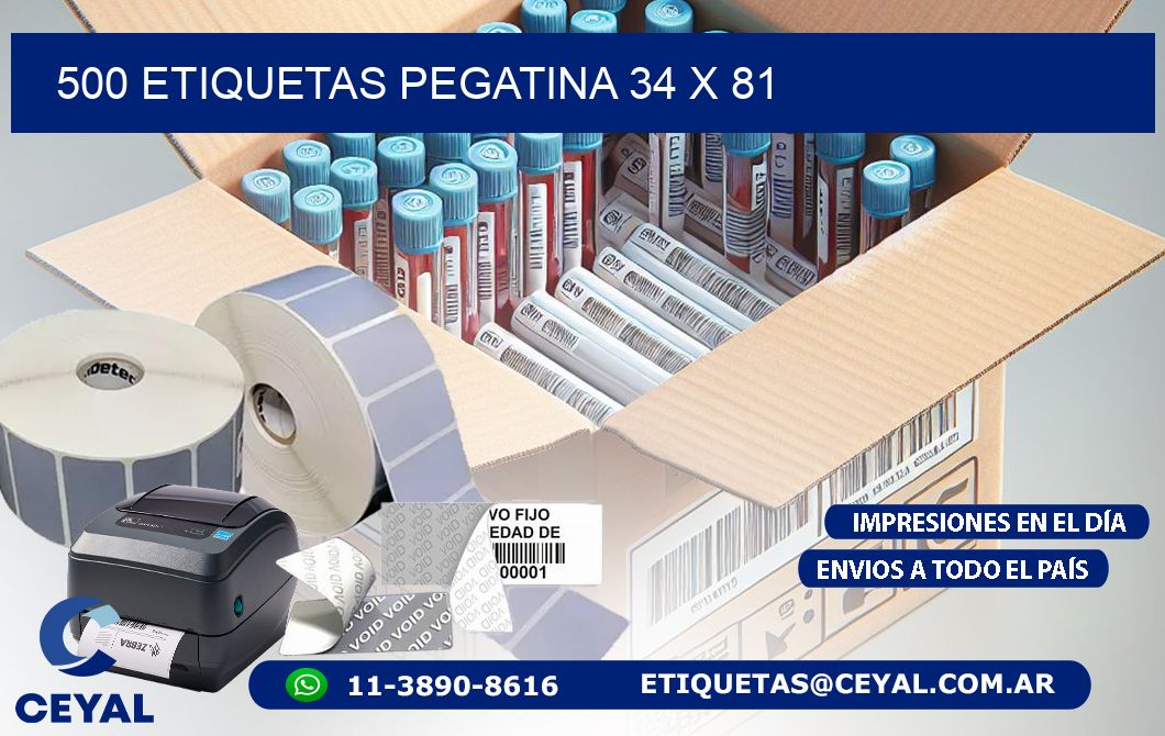 500 ETIQUETAS PEGATINA 34 x 81